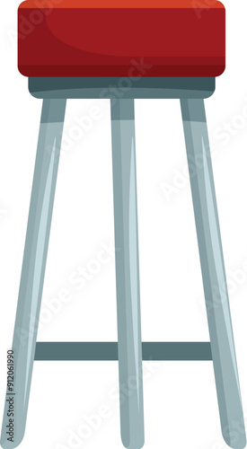 Simple and stylish bar stool with a red padded seat and three sturdy legs
