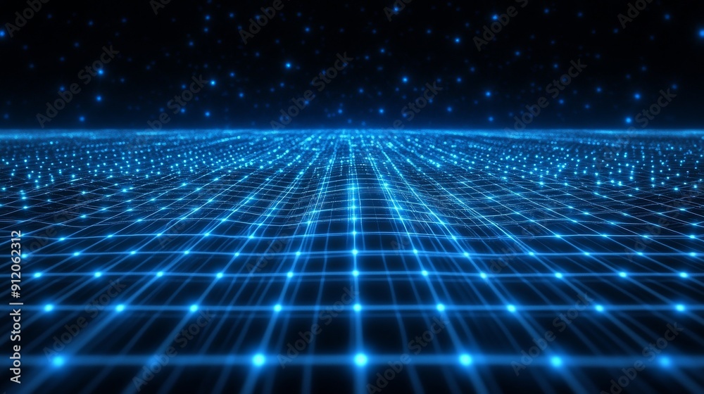 Blue Background with Glowing Blue Lines and White Digital Grid Representing Technology and Data Visualization with Geometric Spider Web Pattern Blue Background with Glowing Blue Lines and White Digital Grid Representing Technology and Data Visualization with Geometric Spider Web Pattern