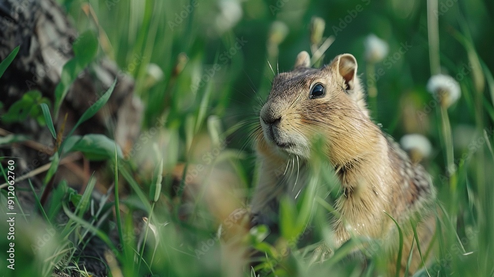 Fototapeta premium Mountain Caucasian Gopher or Spermophilus musicus