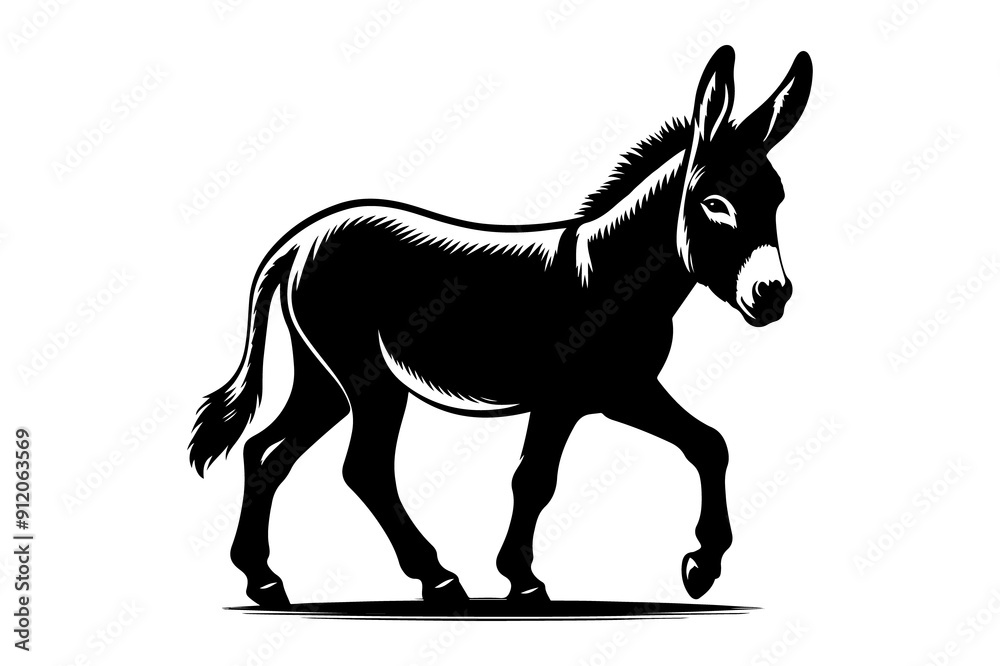 donkey silhouette vector illustration - Generative AI donkey silhouette vector illustration - Generative AI