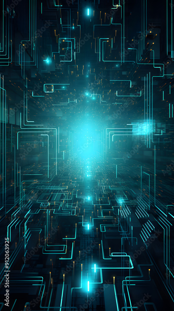 Digital technology green cyberpunk abstract poster background Digital technology green cyberpunk abstract poster background