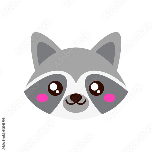 Animal raccoon cartoon, digital art illustration. 