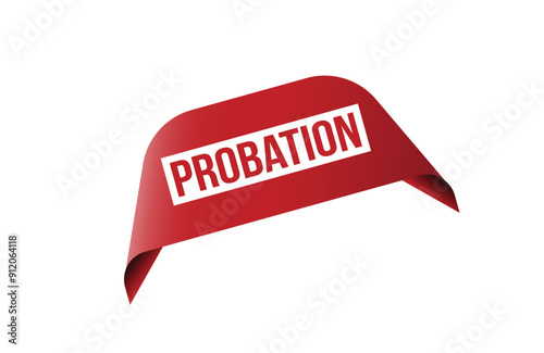 Red banner Probation isolated on white background.