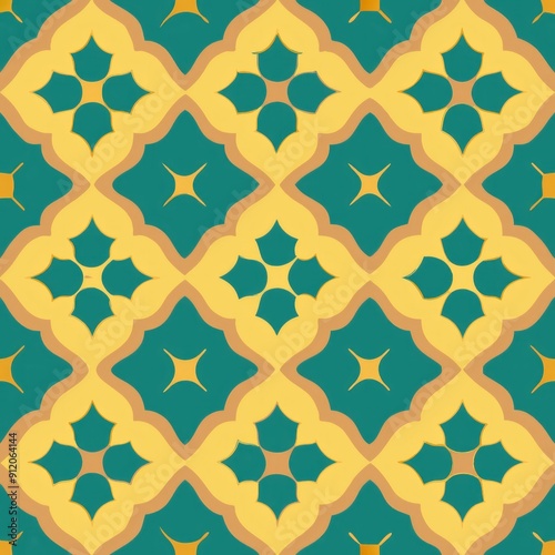 seamless pattern of quatrefoil tiles and mosaics