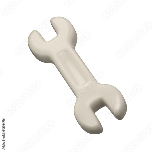 Wrench icon vector 3d. Work tool spanner isolated on white background. Cartoon illustration