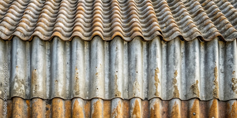 Weathered fiber cement roof sheet with corrugated wave asbestos tile background, texture, fiber cement, roof Weathered fiber cement roof sheet with corrugated wave asbestos tile background, texture, fiber cement, roof