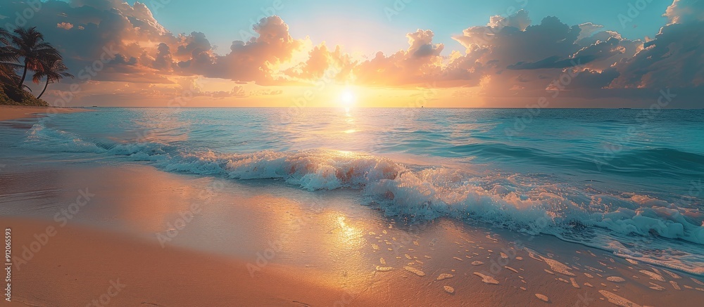 Fototapeta premium Serene Sunrise Over Tropical Beach