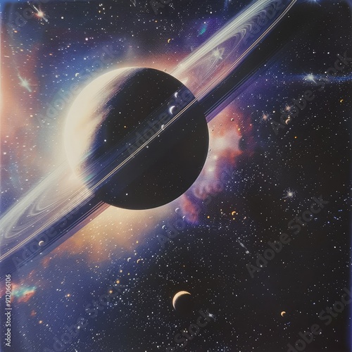 space rings with moons
