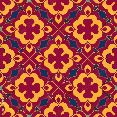 seamless pattern of tribal-inspired quatrefoil motifs