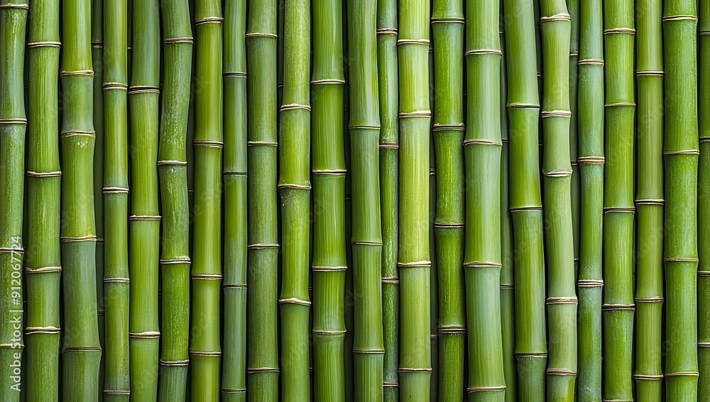 Green Bamboo Stalks Arranged in a Pattern for a Natural Background Green Bamboo Stalks Arranged in a Pattern for a Natural Background