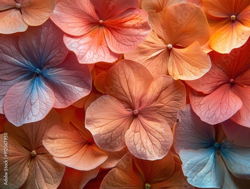 Delicate Peach and Blue Flower Petals