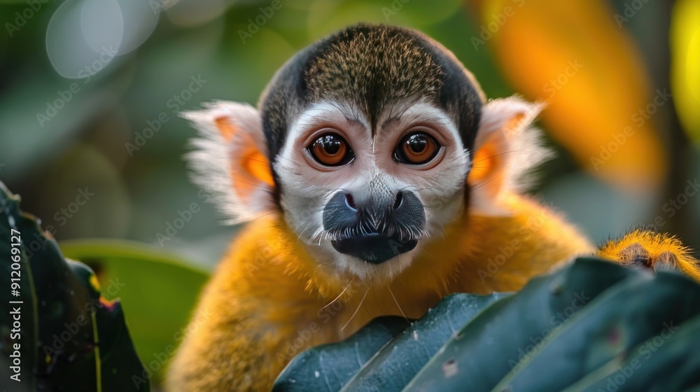 Close-Up Portrait of a Squirrel Monkey in the Jungle Close-Up Portrait of a Squirrel Monkey in the Jungle