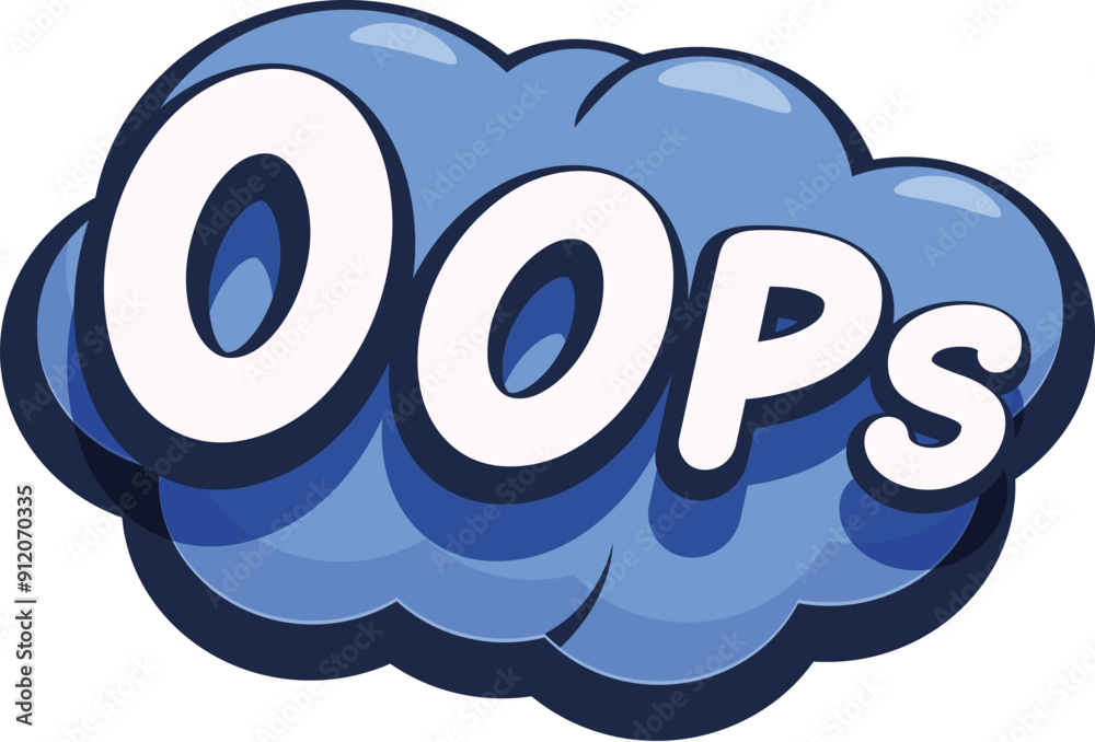 Oops comic speech bubble is floating, expressing surprise Oops comic speech bubble is floating, expressing surprise