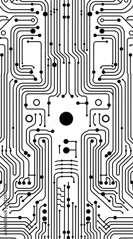Digital technology black and white abstract geometric circuit graphic poster background Digital technology black and white abstract geometric circuit graphic poster background