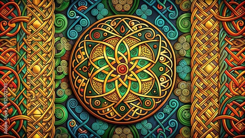 Colorful celtic patterns on a decorative background, Celtic, patterns, colorful, background, decorative, surface, intricate