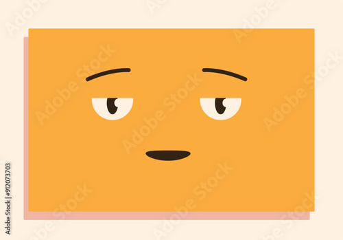 Bored looking, orange square emoji with half closed eyes conveying a sense of apathy and fatigue