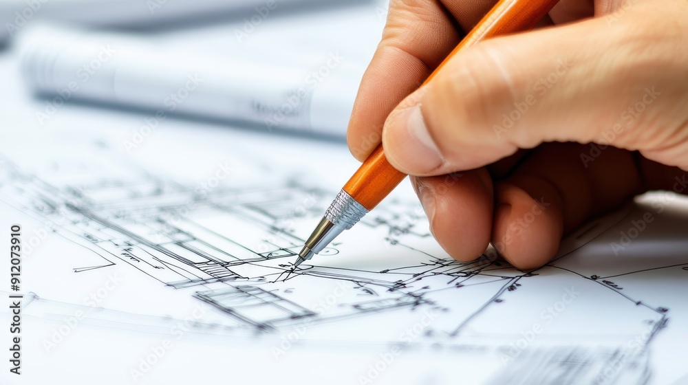 architect working on blueprints architect working on blueprints