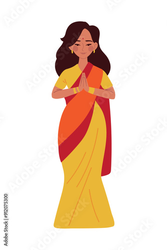 indian woman namaste hands