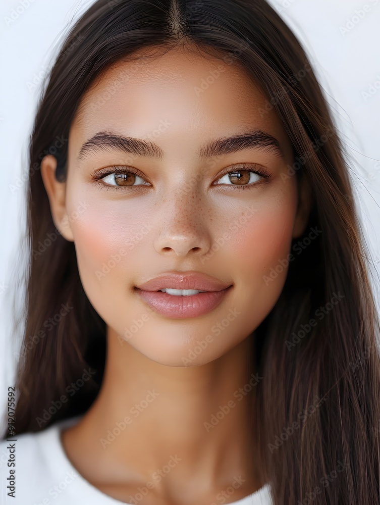 Closeup Portrait of Attractive Young Woman with Flawless Skin and Makeup Closeup Portrait of Attractive Young Woman with Flawless Skin and Makeup