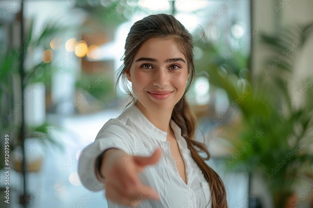 An individual with an obscured face extends a hand forward in a gesture of welcome or introduction, set against a blurred indoor background. An individual with an obscured face extends a hand forward in a gesture of welcome or introduction, set against a blurred indoor background.