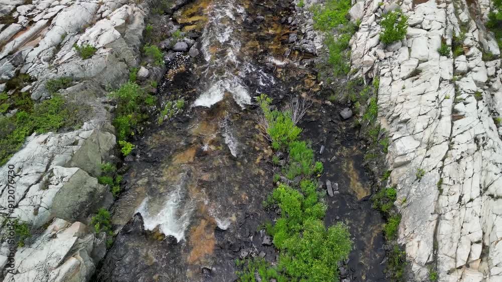 Flyover of Whitefish Falls waterfall, Manitoulin Island, Ontario, Canada Flyover of Whitefish Falls waterfall, Manitoulin Island, Ontario, Canada