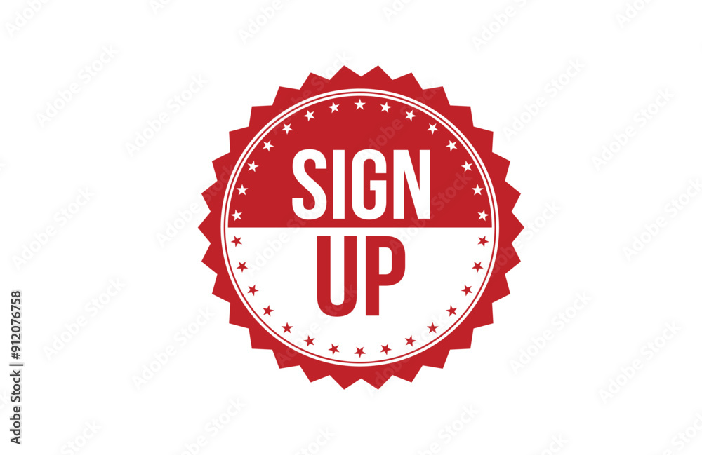 Red banner sign up isolated on white background. Red banner sign up isolated on white background.