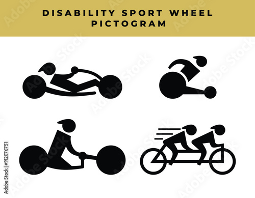 disability sport pictogram. silhouette icon of disability athlete collection. disability wheel sport