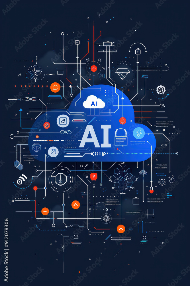AI Letters with Circuit Pattern.