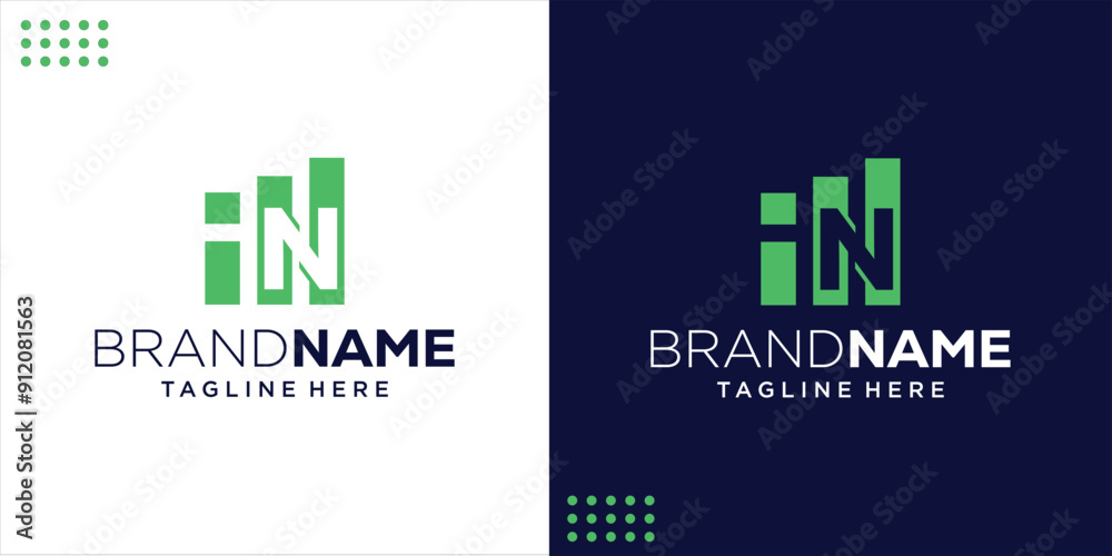 Creative Abstract IN Logo With Financial Graph, Design Inspiration, Illustration, Vector