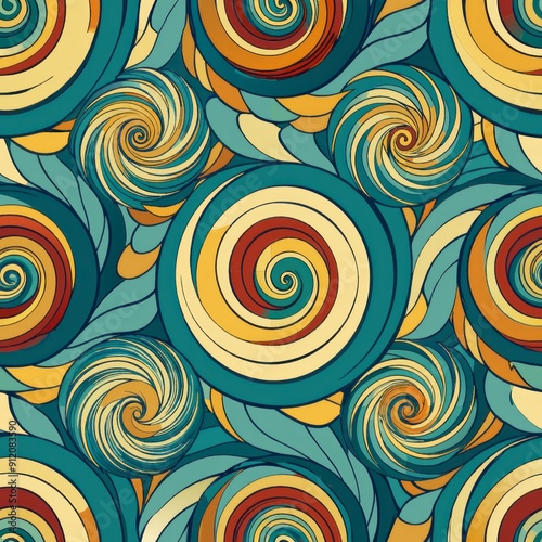 seamless pattern of dynamic whirlpool and eddy swirls