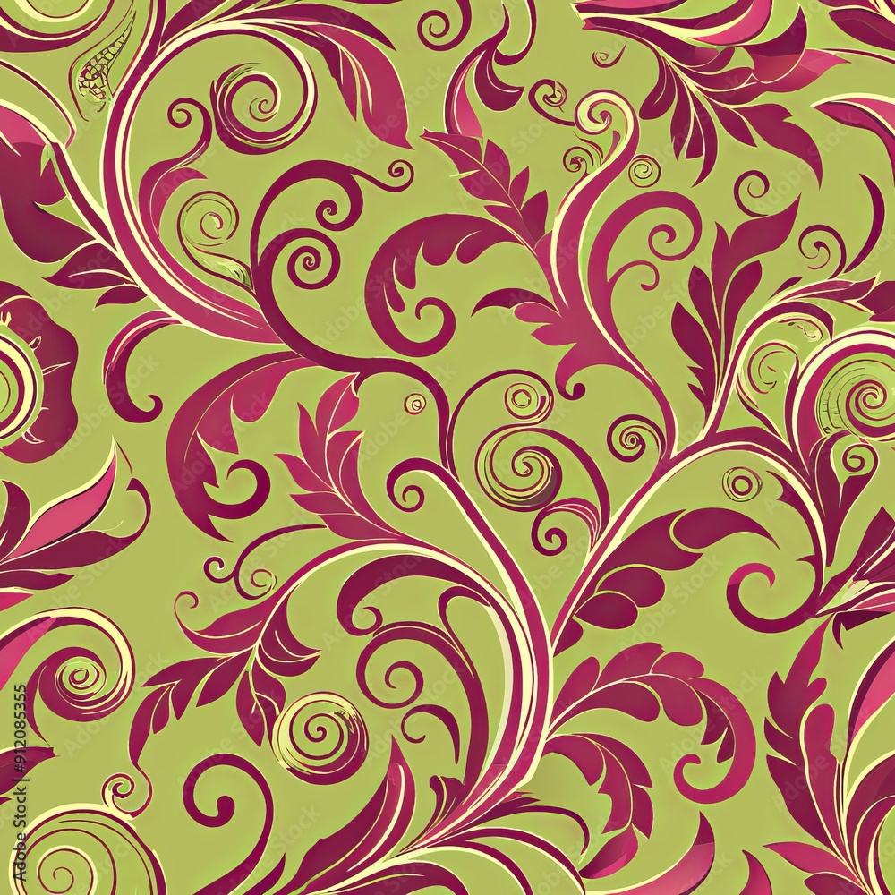 seamless pattern of elegant floral swirls and vines seamless pattern of elegant floral swirls and vines