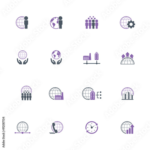 Universal business management and human resources icon set. Universal icons for web and mobile. Vector.	