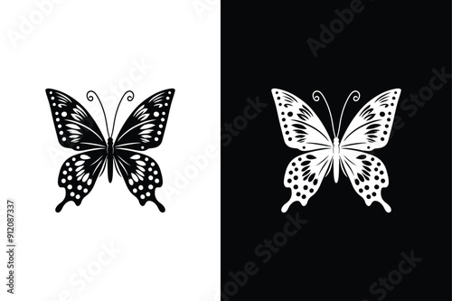 Butterfly silhouette icon vector illustrations on a white black background. Butterfly icon. Simple illustration of big butterfly
