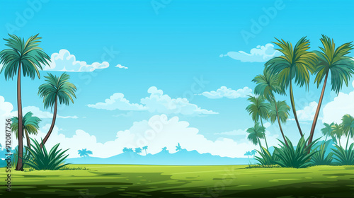 Wallpaper Mural cartoon coconut tree, with blue sky background Torontodigital.ca