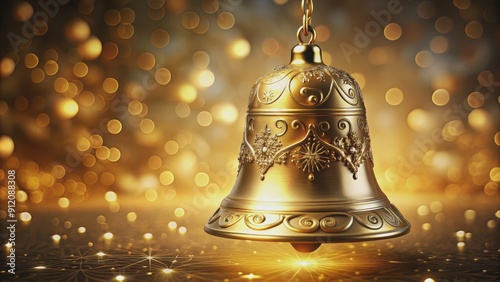 Wallpaper Mural Golden Christmas bell with intricate details and shiny finish, Christmas, bell, golden, holiday, decoration, shiny Torontodigital.ca