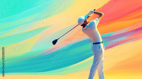 Golfer Silhouette showcasing his swing on Bright Background