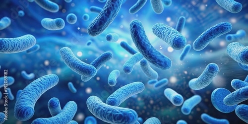 Wallpaper Mural Restoring gut flora with probiotics in a blue-themed , probiotics, gut health, microbiome Torontodigital.ca