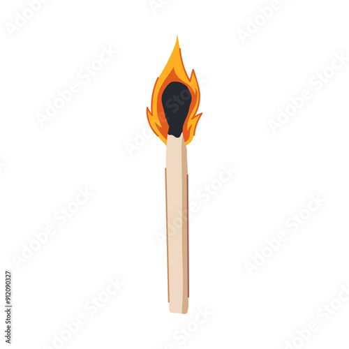 fire burning match cartoon. burnt burnout, employee burn, row worker fire burning match sign. isolated symbol vector illustration