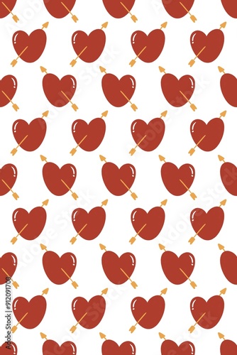 Heart with arrow seamless abstract hand-drawn patterns background
