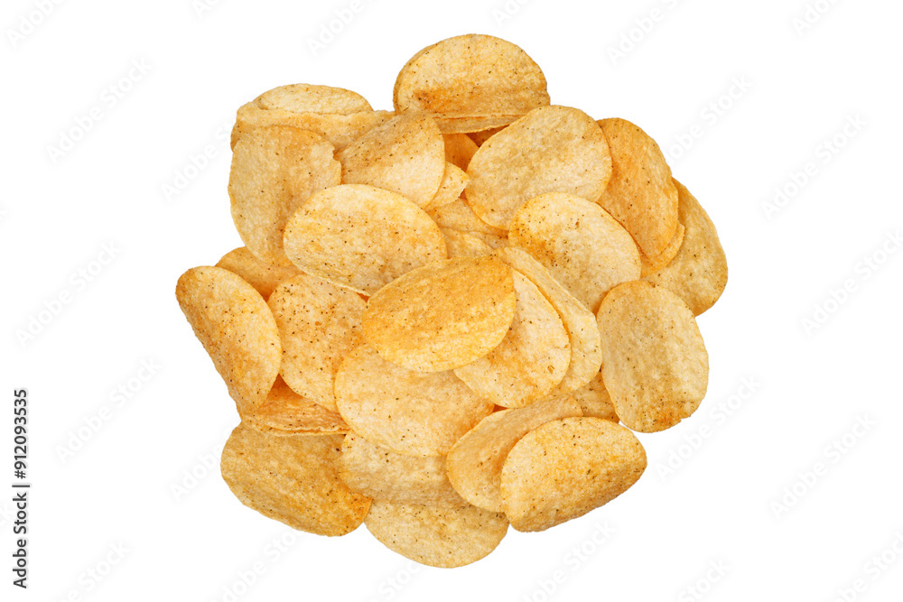 A pile of delicious potato chips isolated transparent A pile of delicious potato chips isolated transparent