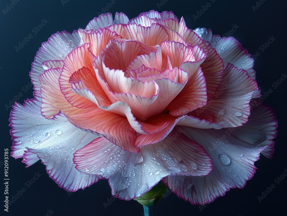 Pink and White Carnation with Dew Drops Pink and White Carnation with Dew Drops