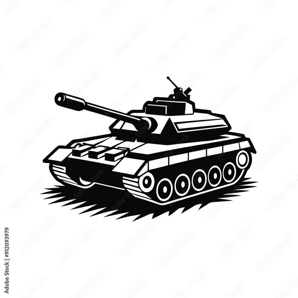 Creative Military Tank Silhouette Vector Art