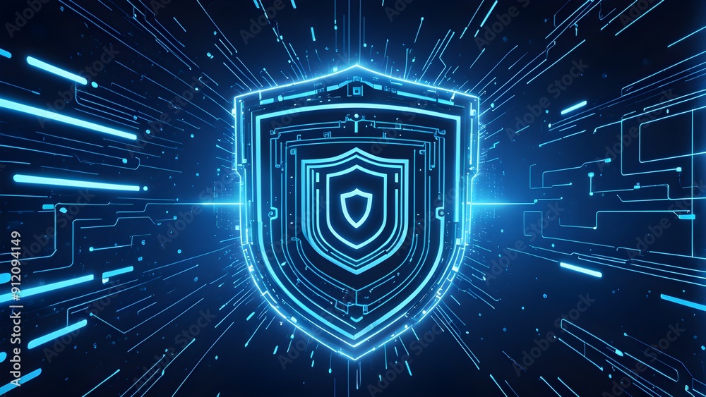A blue shield with a white outline A blue shield with a white outline