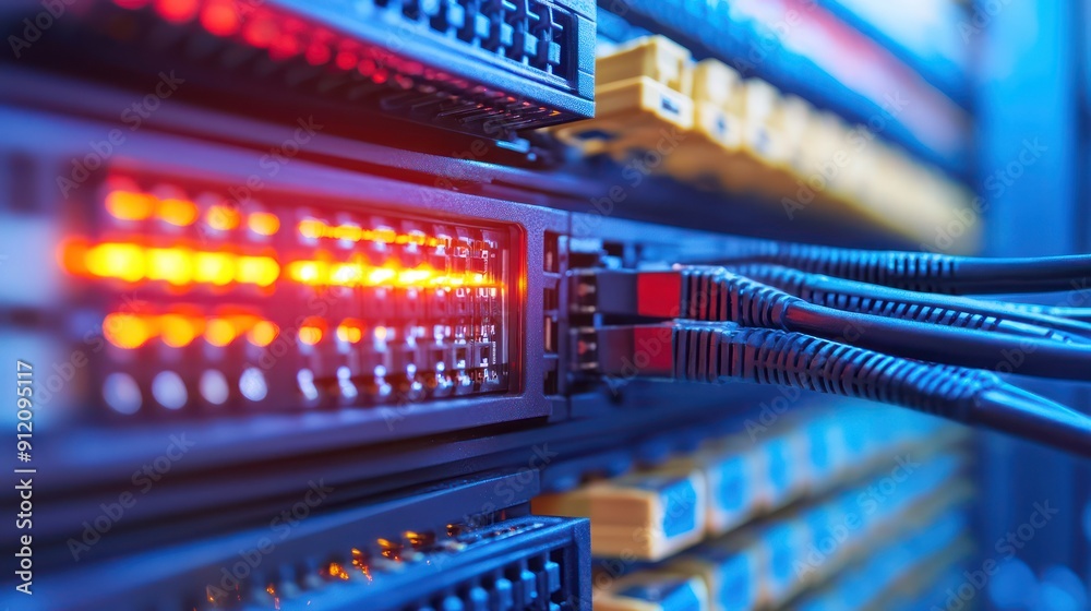 Fiber optic single core data transmission wires for support high speed central router interface in the server room Fiber optic single core data transmission wires for support high speed central router interface in the server room