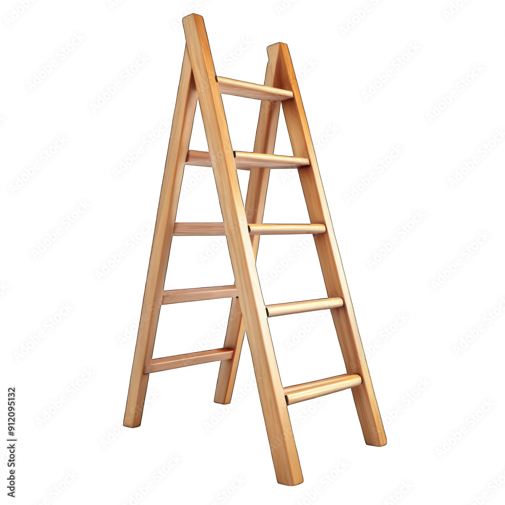 Wooden ladder isolated on transparent background Wooden ladder isolated on transparent background