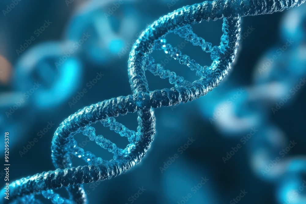 A close-up view of a DNA strand, showcasing its intricate structure and vibrant colors. Ideal for biology and genetics themes. A close-up view of a DNA strand, showcasing its intricate structure and vibrant colors. Ideal for biology and genetics themes.