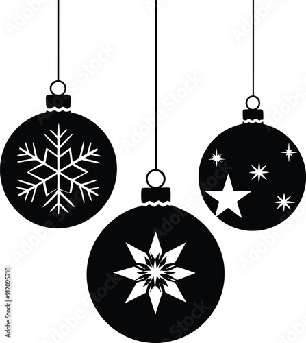 christmas decoration ornament illustration black and white
