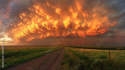 Dramatic Sunset Over a Country Road