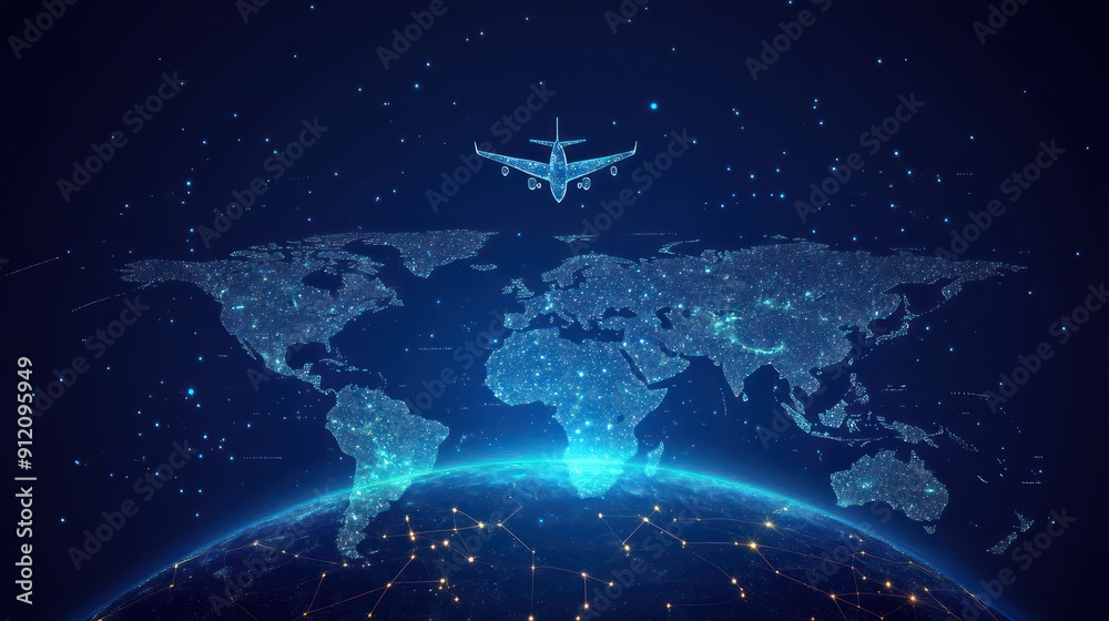 Traveling Around the World, World Map and Earth Globe Design with Plane Traveling Around the World, World Map and Earth Globe Design with Plane