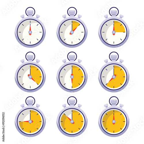 Silver Stopwatch With Progress Vector Illustration